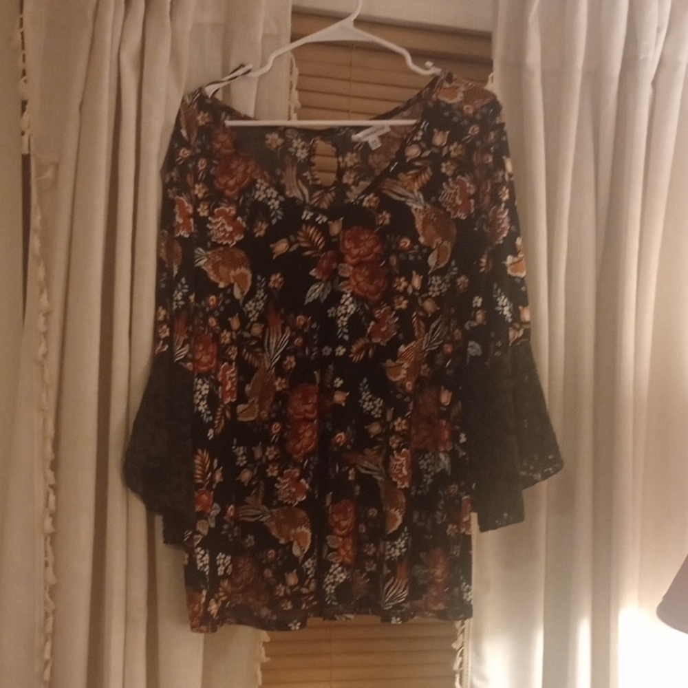 Roommates Black and Brown Floral Blouse